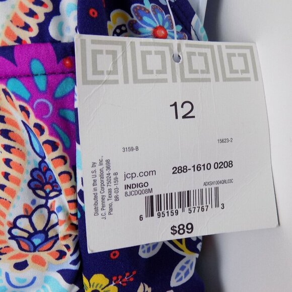 Liz Claiborne One piece Swimsuit Size 12 Paisley Print Blue Multi color - Picture 4 of 7